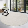 thumbnail image 1 of GlowSol Solid Area Rug 4' Round Washable Indoor Circle Area Rug Contemporary Area Rug for Laundry Room Dorm Nursery, Light Beige, 1 of 4