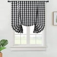 thumbnail image 1 of GlowSol Tie Up Curtain Buffalo Check Plaid Farmhouse Adjustable Blackout Kitchen Curtain for Cafe Windows, 42"W x 63"L, Black White, 1 of 6