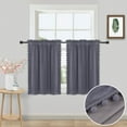 thumbnail image 1 of GlowSol Velvet Kitchen Curtain Room Darkening Tier Curtains for Cafe Bedroom Bathroom Living Room, 26"W x 30"L 2 Panels, Gray, 1 of 7