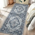 thumbnail image 1 of GlowSol Vintage Hallway Runner Rugs 2' x 6' Runner Rug Non-Slip Bedside Rug Soft Faux Wool Rug for Laundry Kitchen, Blue, 1 of 6