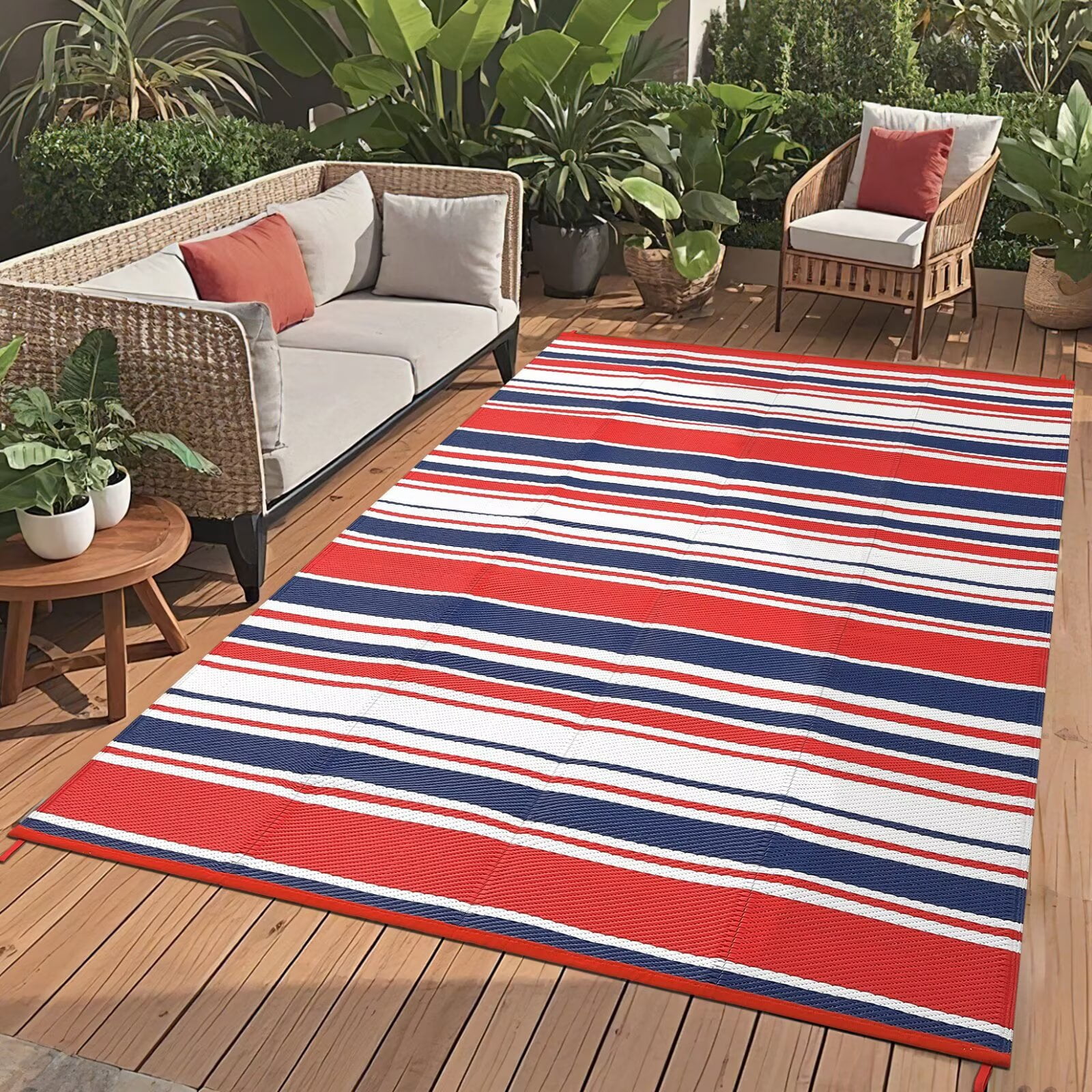 Pvc Rug Outdoor GlowSol Waterproof Outdoor Rug 9'x18' Modern Geometric Reversible ...