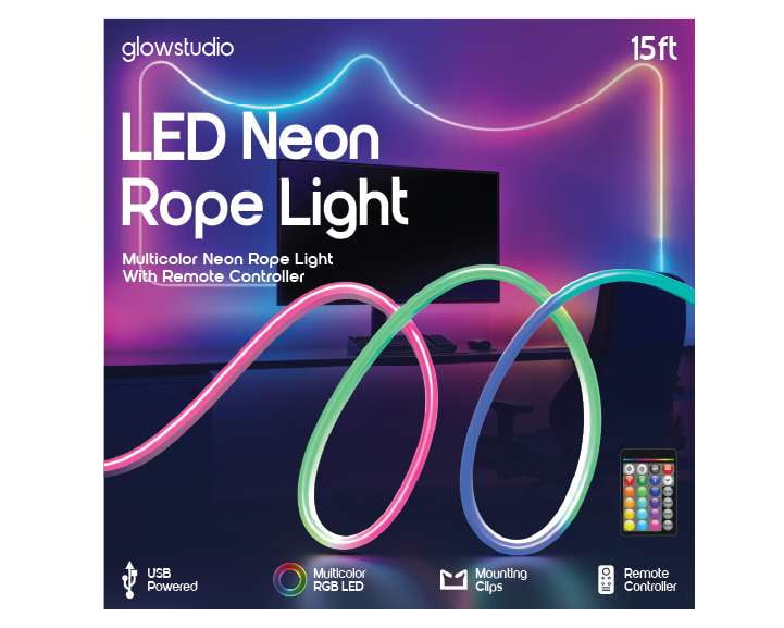 GlowStudio, Neon Rope Lights, 15 ft, USB Powered with Remote - Walmart.com