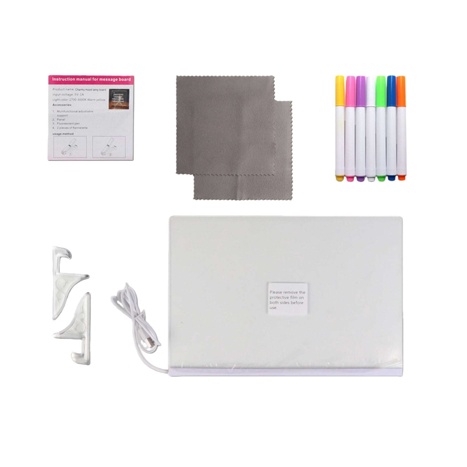 Glowing Acrylic Marker Board LED Note Board with Stand and 7 Color Pens ...