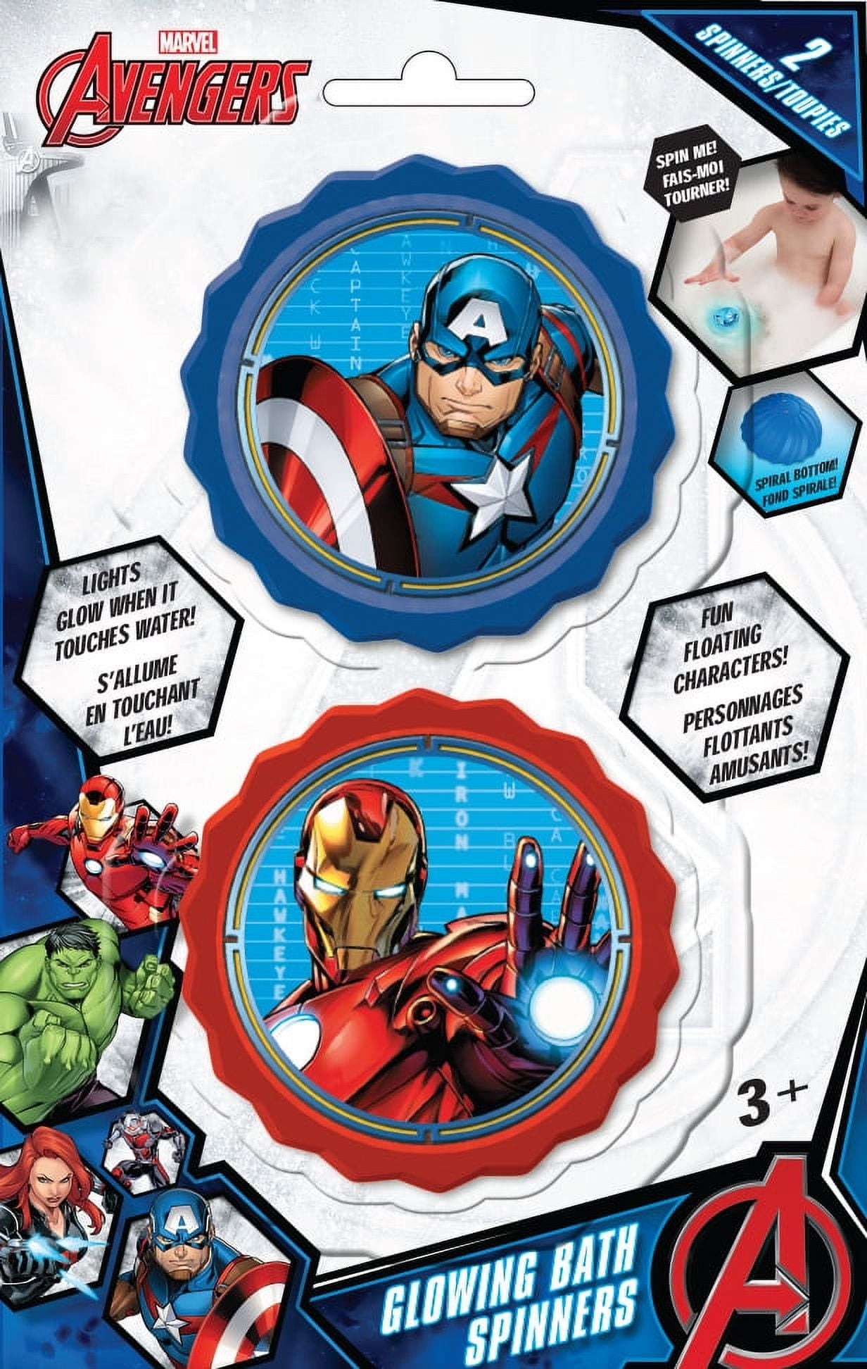 Glowing Bath Spinner 2pc Avengers
