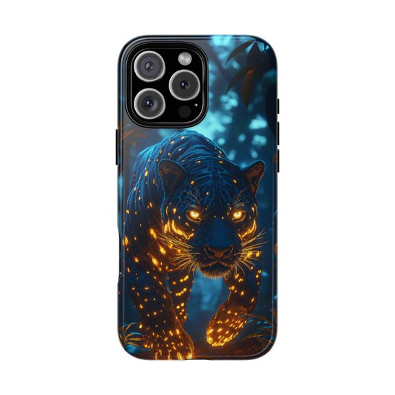 Glowing Bioluminescent Jaguar Jungle Night Cat Scene Case for iPhone 17 16 15 14 13 12 11 Pro Max