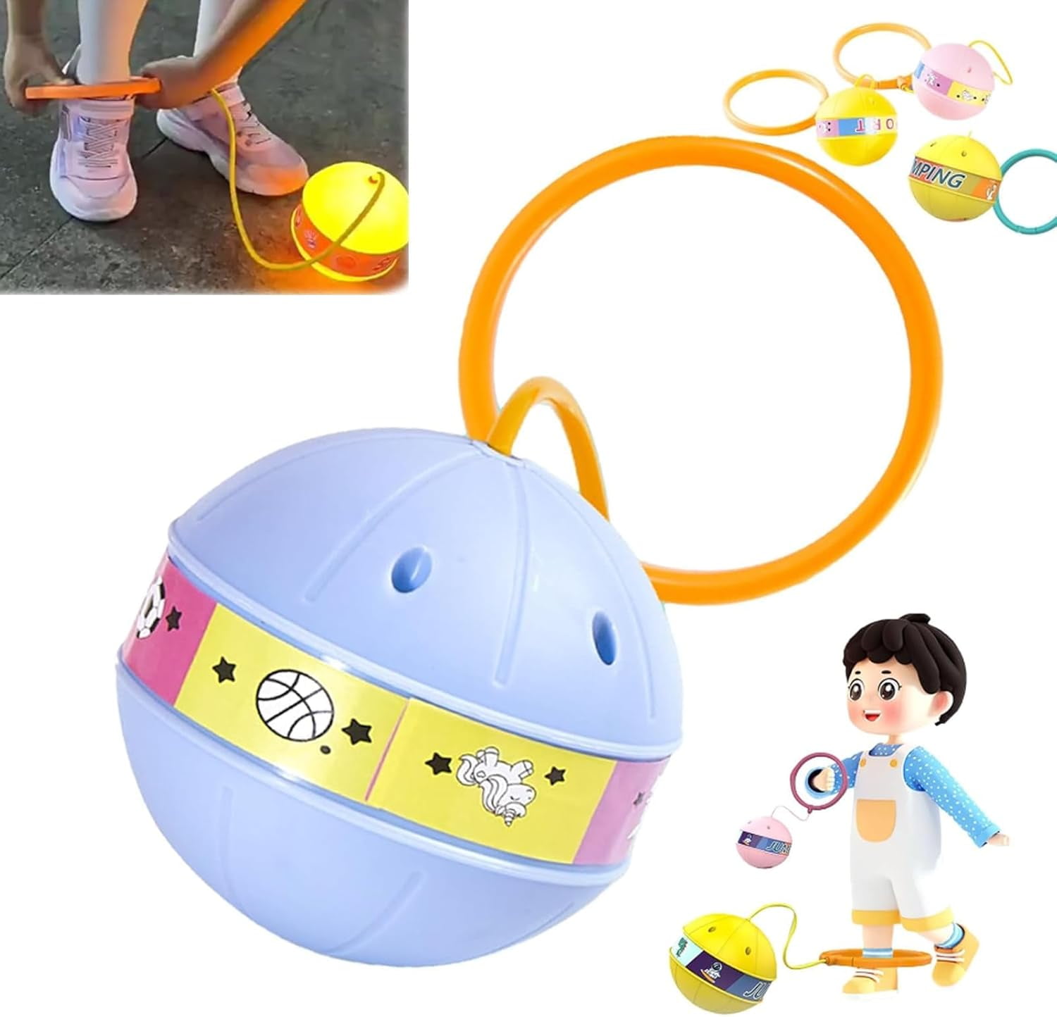 Glowing Bouncing Ball, One-Legged Swinging Ankle Skipping Bouncy Ball ...