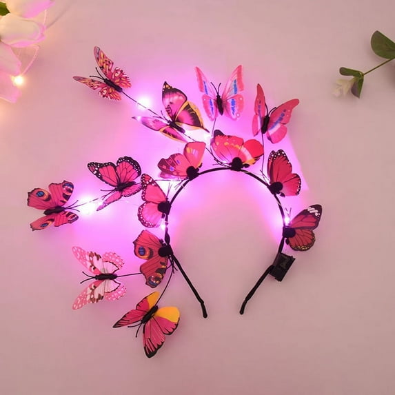 Glowing Butterfly Headband with LED Lights Baby Shower Birthday Decorations Girls Butterfly Hairbands Wedding Bridesmaids Gifts (B02 (3))