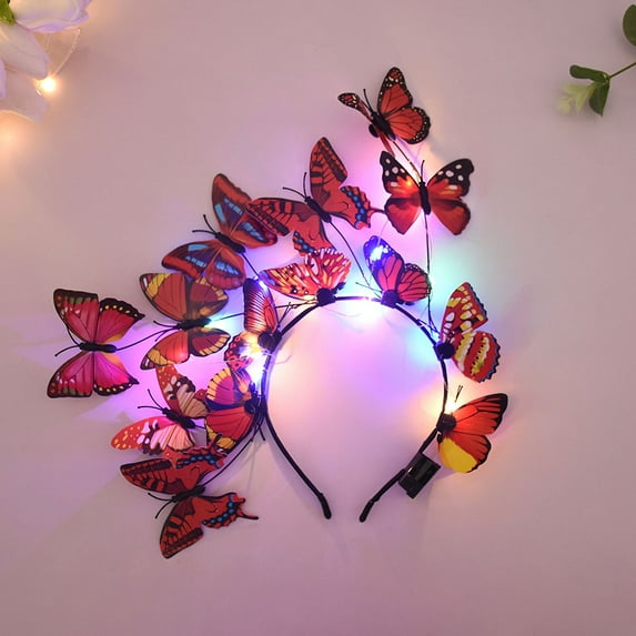 Glowing Butterfly Headband with LED Lights Baby Shower Birthday Decorations Girls Butterfly Hairbands Wedding Bridesmaids Gifts (B03 (3))