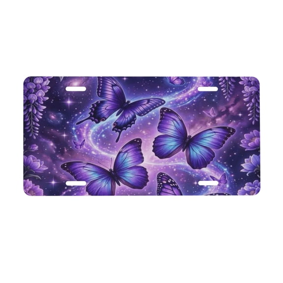 Glowing Butterfly License Plate, Car Front License Plates With 4 Holes 6 * 12 Inches