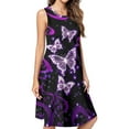 thumbnail image 1 of Glowing Butterfly Purple Background Spring Summer Dresses for Women Fashion T-shirt Dress Casual Sleeveless Loose Sundress with Pockets, 1 of 5