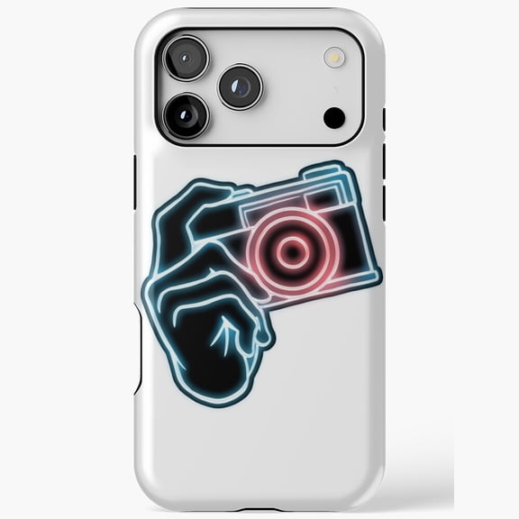 Glowing Camera Neon Photography Art iPhone Case 17 11 12 13 14 15 16 Pro Max