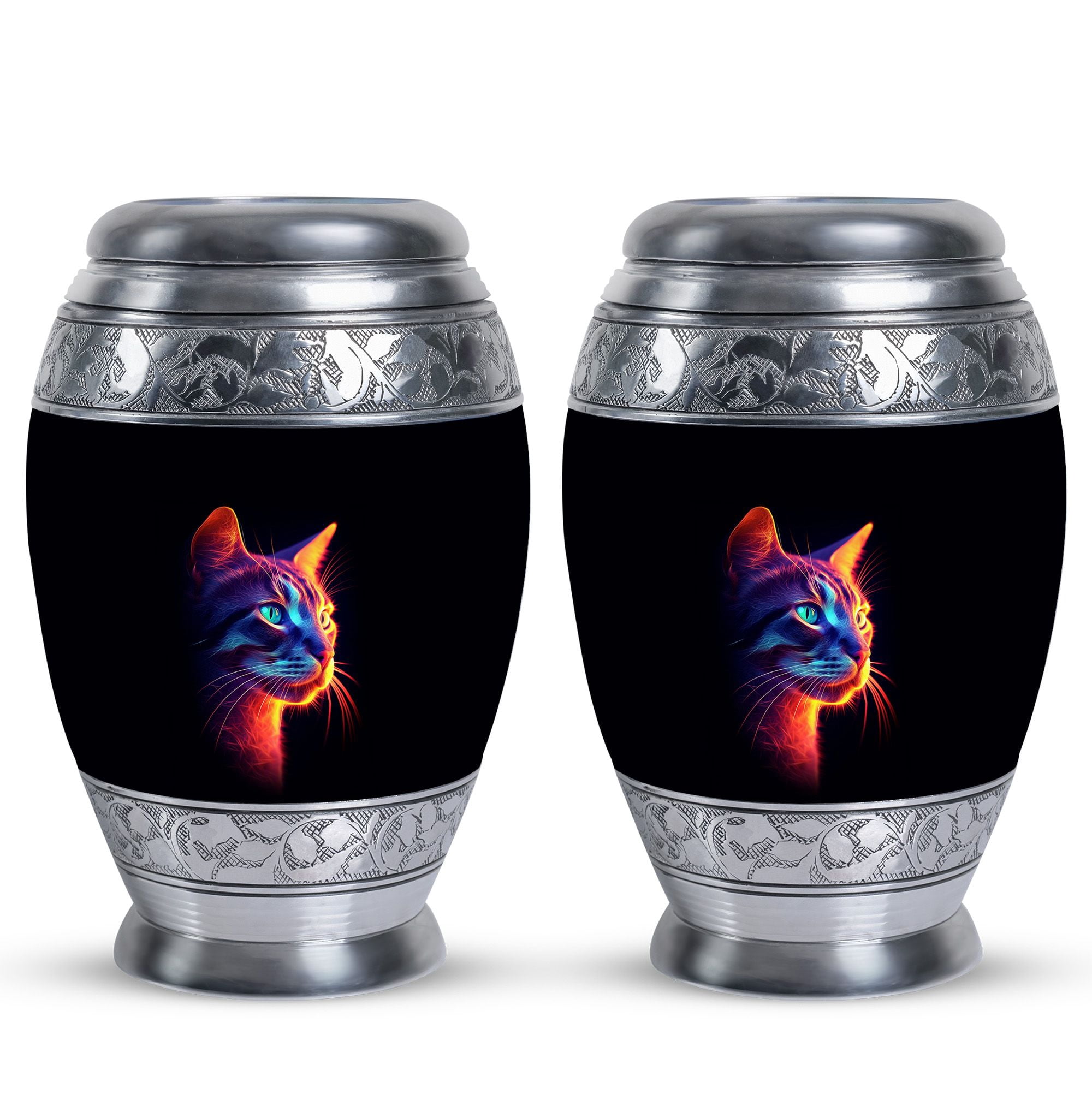 Glowing Cat Cremation Urns For Adult Ashes Women - Keepsake Urns For Human Ashes - Urns For Dad - Urns For Adult - Cremation Urns For Burial (Size -3inch,2PC)