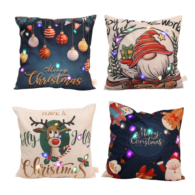 Glowing Christmas Decorative Pillow Covers, 18x18 Inch Pillow Cover