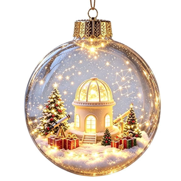 Glowing Christmas Diorama Ornament Ball Christmas Light up Ball Glowing Christmas Story Ornament Light-up Holiday Scene for Home Party Hanging Decor