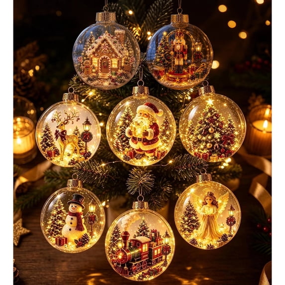 Glowing Christmas Diorama Ornament Ball, Light-Up Mini Holiday Scene for Display | Warm LED Mini Christmas Decoration for Home Holiday Display, Christmas Party Decor, Seasonal Home Decor, 1PC A