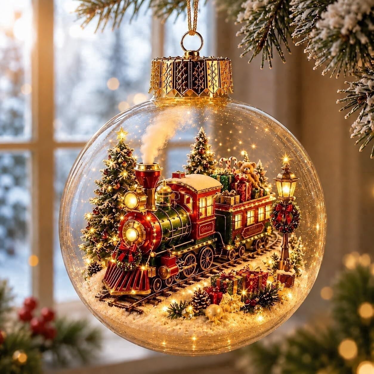 Glowing Christmas Diorama Ornament, Light-Up Mini 2D Holiday Scene for ...