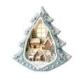 thumbnail image 1 of Glowing Christmas Diorama Ornament with Snowy Village and Reindeer Scene, Light Blue and White Resin, for Indoor Tabletop Display, Christmas Decoration, 1 of 4