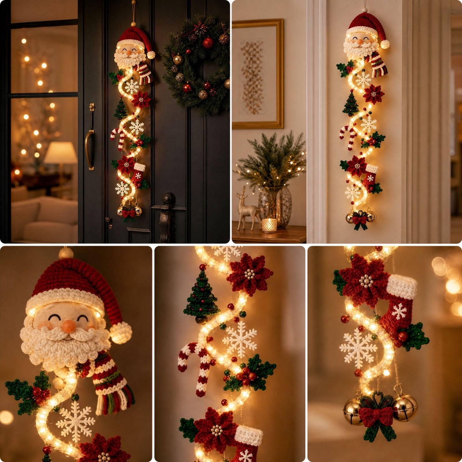 Glowing Christmas Door Hanger, Lighted Christmas Door Hanger, Rustic