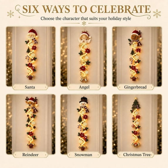 Glowing Christmas Door Hanger, Rustic Quilted Fabric Wreath