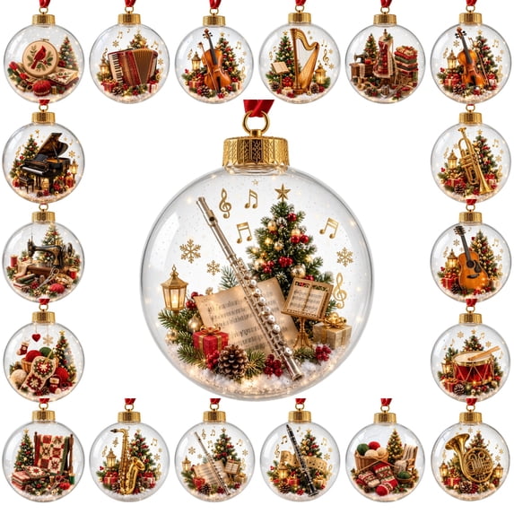 Glowing Christmas Ornament Lighted Mini Holiday Scene Clear Hanging Ball Bauble Warm LED Festive Decoration Keepsake Gift for Christmas Tree Home Decor