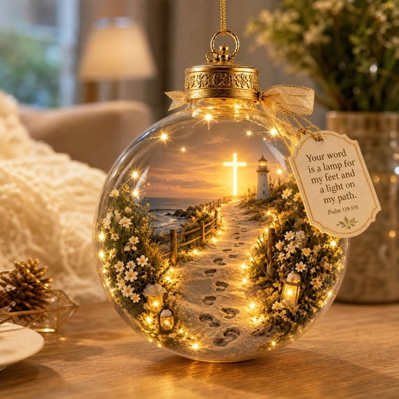 Glowing Christmas Ornaments Clear Ball, Light Up Mini Scene with Warm LED, Festive Keepsake Decor for Tree Home Holiday Gift by MPOISVA