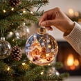thumbnail image 1 of Glowing Christmas Ornaments Gingerbread Style, Clear Christmas Ball with Miniature Scene & LED Glow, Holiday Tree Decor for Party & Family Friends Gift, 1 of 7