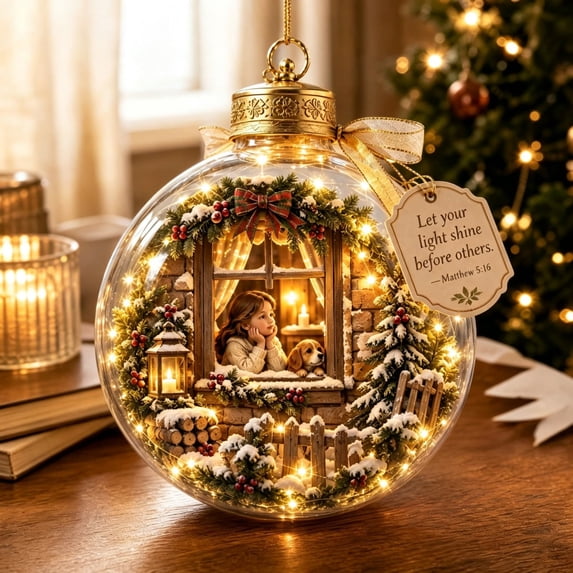Glowing Christmas Ornaments Light Up Mini Scene, Warm LED Keepsake Decor for Holiday Tree Home Party Gift by MPOISVA