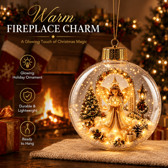Glowing Christmas Story Ornament, 3.15in Light-Up Mini Holiday Scene with Warm LED Light, Festive Keepsake Gift for Home Christmas Party Tree Mantel Holiday Decoration, E