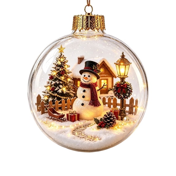 Glowing Christmas Story Ornament Ball with Warm LED Light,Mini Holiday Scene Hanging Decor for Tree Mantel Gift