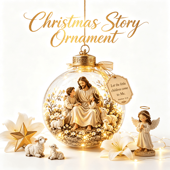 Glowing Christmas Story Ornament Illuminated Scripture Keepsake Warm Light & Shatterproof for Home Party Holiday Xmas Tree Mantel Window Memorial Christmas Decorations by MPOISVA