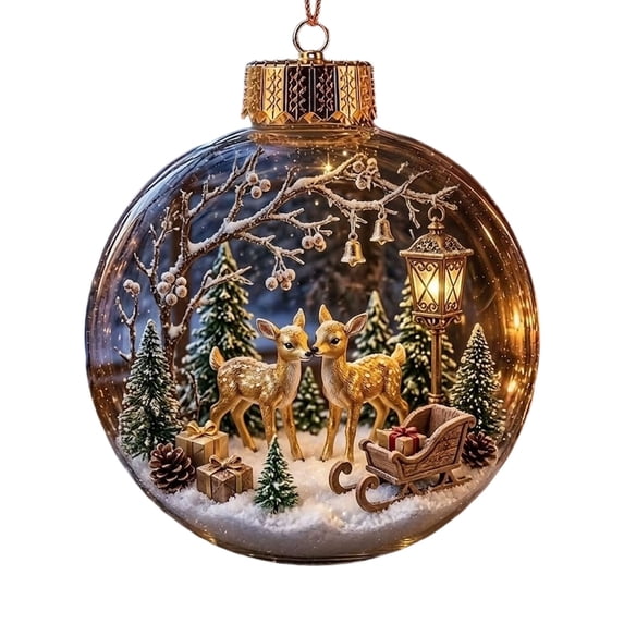 Glowing Christmas Story Ornament LED Scene Plastic Warm Glow & Shatterproof Festive Keepsake Gift for Home Christmas Party Decoration by MPOISVA