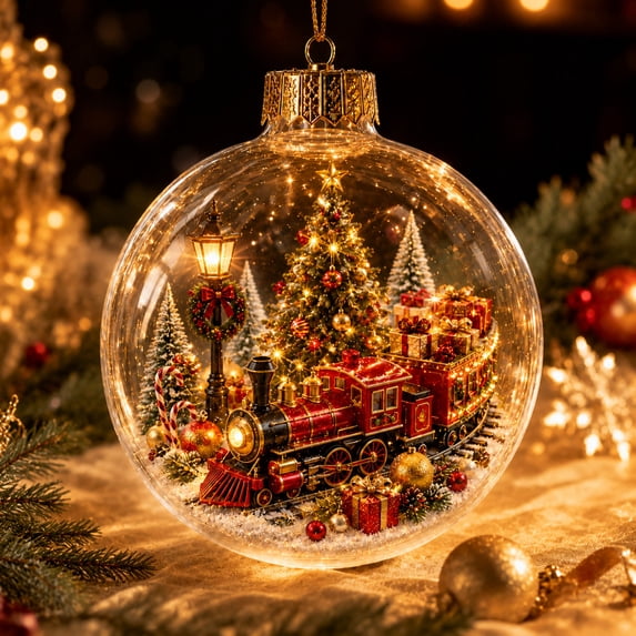 Glowing Christmas Story Ornament - Light Up Christmas Ball Ornament with Warm LED, Hanging Xmas Tree Decoration for Mantel Window Sill, Keepsake Christmas Gift