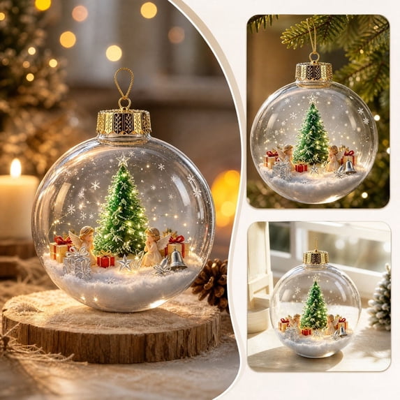 Glowing Christmas Story Ornament, Light Up Mini Holiday Scene Hanging Decoration with Warm LED Light, Festive Keepsake Gift for Home Christmas Tree Window Mantel Decor