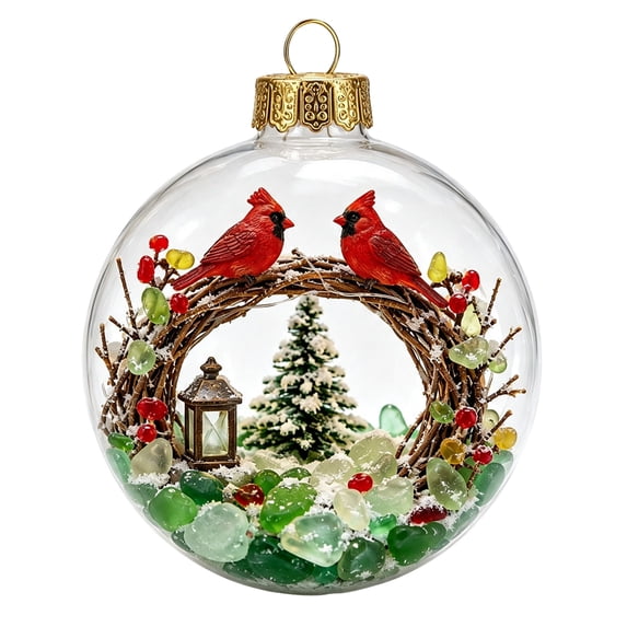 Glowing Christmas Story Ornament, Light-Up Diorama Sphere with Warm LED Glow, Cozy Miniature Scene for Living Room Bedroom, Holiday Party Decor