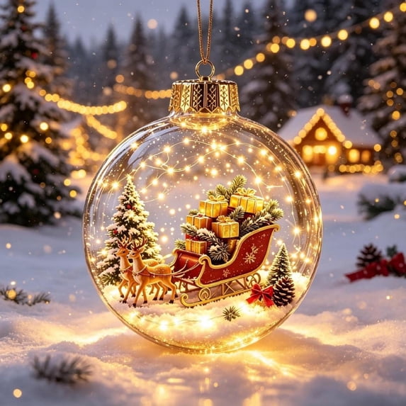 Glowing Christmas Story Ornament Light-Up Mini Holiday Scene,Clear 3-4 Inch Christmas Balls,Christmas Tree Ornaments,Glowing Christmas Ornaments for Home Decor