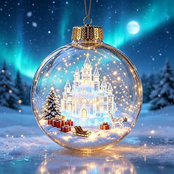 Glowing Christmas Story Ornament Light-Up Mini Holiday Scene,Clear 3-4 Inch Christmas Balls,Christmas Tree Ornaments,Glowing Christmas Ornaments for Home Decor