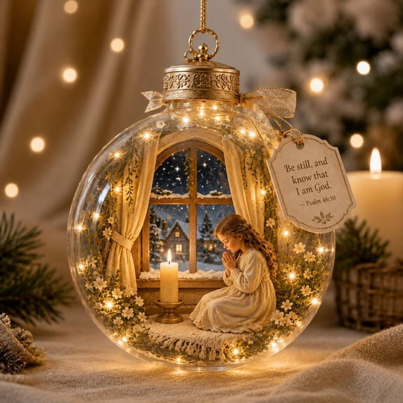 Glowing Christmas Story Ornament, Light-Up Mini Holiday Scene, Festive Keepsake for Christmas Tree, Mantel & Christmas Party Decor