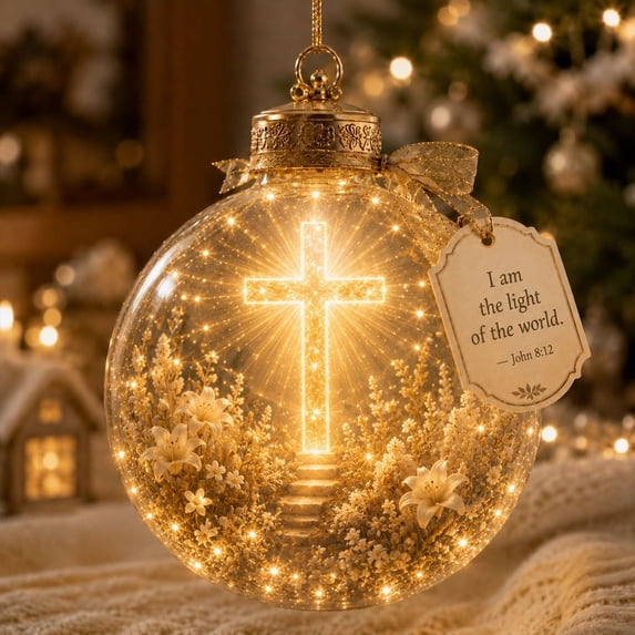 Glowing Christmas Story Ornament, Light-Up Mini Holiday Scene, Festive Keepsake for Christmas Tree, Mantel & Christmas Party Decor