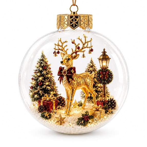Glowing Christmas Story Ornament, Light-Up Mini Holiday Scene, Luxurious Christmas Diorama Ball, Xmas Decor & Gift