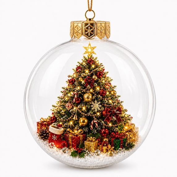 Glowing Christmas Story Ornament, Light-Up Mini Holiday Scene, Luxurious Christmas Diorama Ball, Xmas Decor & Gift
