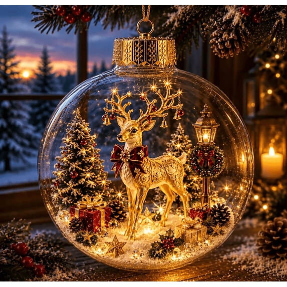Glowing Christmas Story Ornament – Light-Up Mini Holiday Scene with Warm LED, Festive Keepsake for Tree Home Party, Thoughtful Gift for Christmas Lovers