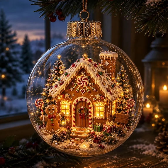 Glowing Christmas Story Ornament, Light-Up Mini Holiday Scene with Warm LED Light, Festive Keepsake Gift for Home Christmas Party Decoration(Scene)
