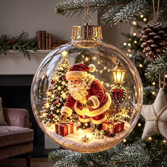 Glowing Christmas Story Ornament, Light-Up Mini Holiday Scene with Warm LED Light, Festive Keepsake Gift for Home Christmas Party Decoration