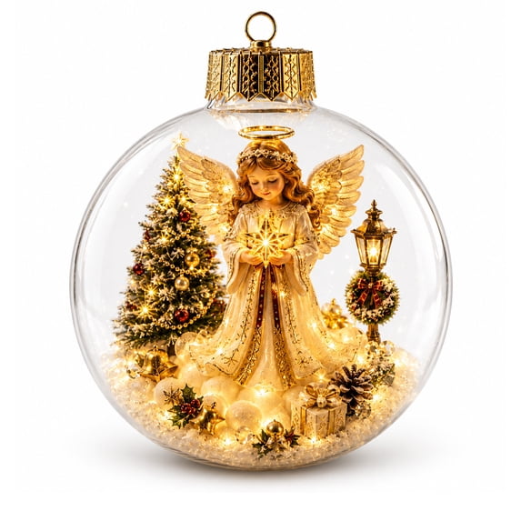 Glowing Christmas Story Ornament, Mini Holiday Scene 3.94In 1Pack | Mini Holiday Scene in Christmas Balls with String Lights, Xmas Tree Ornaments for Mantel, Holiday Decoration & Gift
