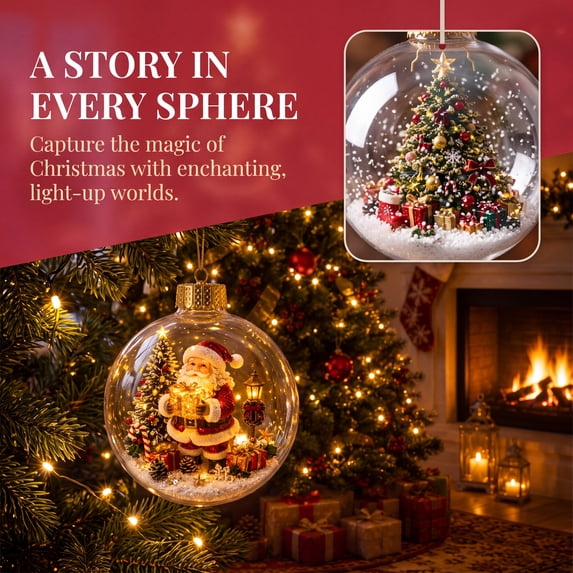 Glowing Christmas Story Ornament Mini Scene Plastic Warm Glow & Shatterproof Festive Keepsake Gift for Home Christmas Party Decoration by MPOISVA