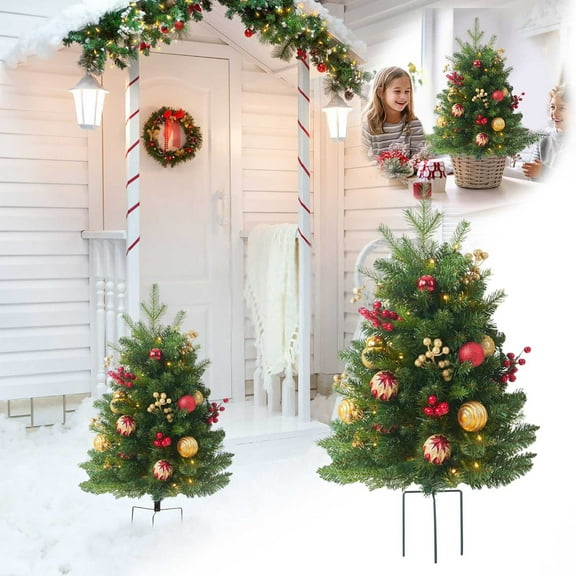 Glowing Christmas Tree Christmas Planter Filler Planter Christmas Holiday Planter Filler Outdoor Decorations Lighted Faux Xmas Trees With Tripod Stake