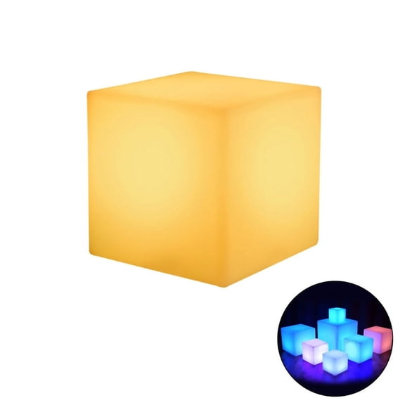 Glowing Cube Square Stool LED Light Cube Seat Chair Waterproof Rechargeable Lighting Sitting Stool Multipurpose Lighting Equipment for Bar Home Decor