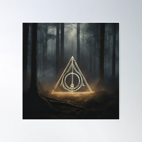 Glowing Deathly Hallows In The Enchanted Forest Poster Wall Art, Modern Wall Decor, 24x24 UNFRAMED