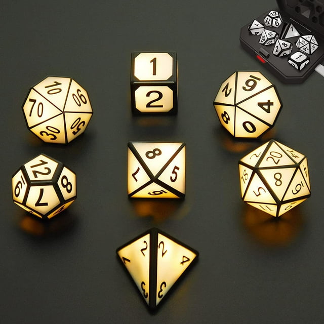 Glowing Dice Set 7Pcs LED DND Dice USB For Dungeon and Dragons D&D
