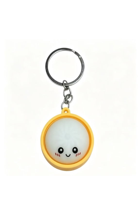 Glowing Dumpling Clicker Fidget Keychain, Hard Plastic Stress Relief Sensory Toy With Satisfying Clicky Sound For Adults, Quiet Focus Boost Desk Accessory For Work Travel Home (White, 1*1in)